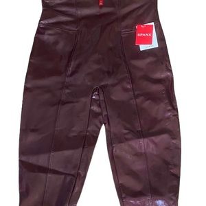 NWT SPANX FAUX PATENT LEATHER Leggings Pants Ruby Shine size S M or L Shiny Fun